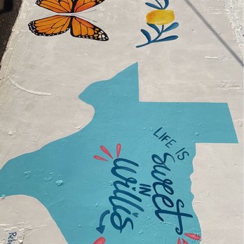 Blue Willow Coffee - Mural on the side of the building - Coffee & Tea Near Me - Willis, Texas