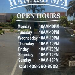 Hanami Spa - Open hours