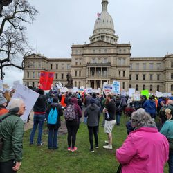 Michigan State Capitol - Main front lawn facing East at Michigan and Capitol Avenue.