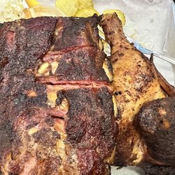 Bluegrass BBQ - Ribs and a half chicken.