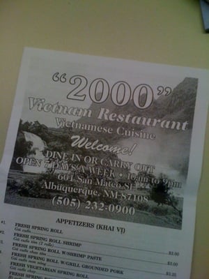 Menu photo 8 2000 Vietnam Restaurant Albuquerque, NM