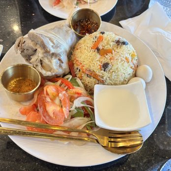 Kusan Bazaar | Silk Road Grill & Noodles 龟兹集市 - Braised lamb shank pilaf - Halal Near Me - Milpitas, California