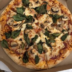 Domino's Pizza - 12" Hand Tossed Crust Pizza with mushrooms and "extra" spinach