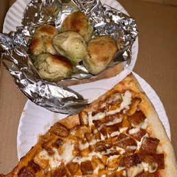 Buffalo slice and garlic knots