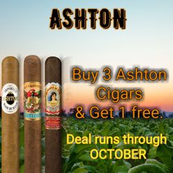 The Cigar Parlor - Through October: Buy 3 Get 1 on all Ashton Cigars!