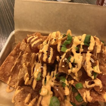 Cha Cafe - Poke nachos with sriracha mayo dressing - Coffee & Tea Near Me - El Monte, California Cha Cafe - Poke nachos with sriracha mayo dressing - Coffee & Tea Near Me - El Monte, California
