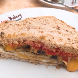 Wedges Bakery - Tomato, egg, mushrooms, and cheese sandwich