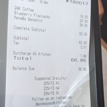 Monkeypod Kitchen - Dumb automatic 4% Kitchen fee. Pay your staff properly. - Tacos Near Me - Honolulu, Hawaii Monkeypod Kitchen - Dumb automatic 4% Kitchen fee. Pay your staff properly. - Tacos Near Me - Honolulu, Hawaii