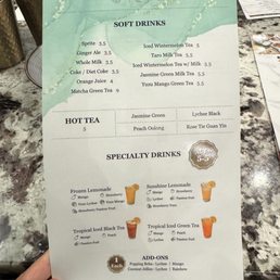 Drink menu Drink menu