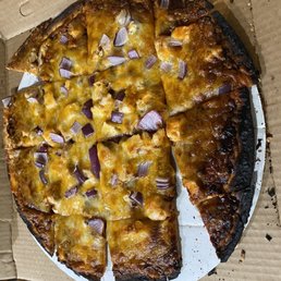 This is the burnt pizza I got. Very disappointing. This is the burnt pizza I got. Very disappointing.