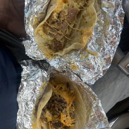Chicharrón & fajita breakfast tacos with cheese Chicharrón & fajita breakfast tacos with cheese