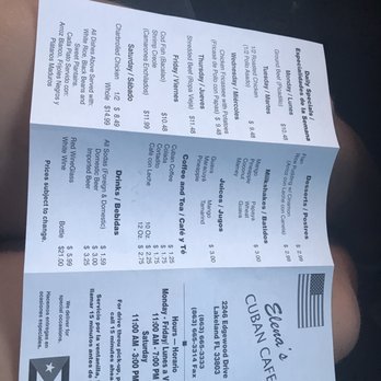 Elena's Cuban Cafe - Menu 2/2 - Cuban Near Me - Lakeland, Florida