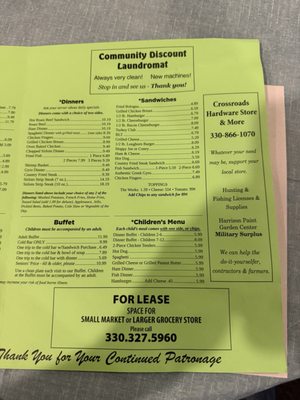 Menu photo 2 Crossroads Restaurant Magnolia, OH