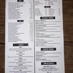 Drink menu Drink menu