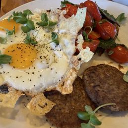 Parmesan Eggs on toast with turkey sausage