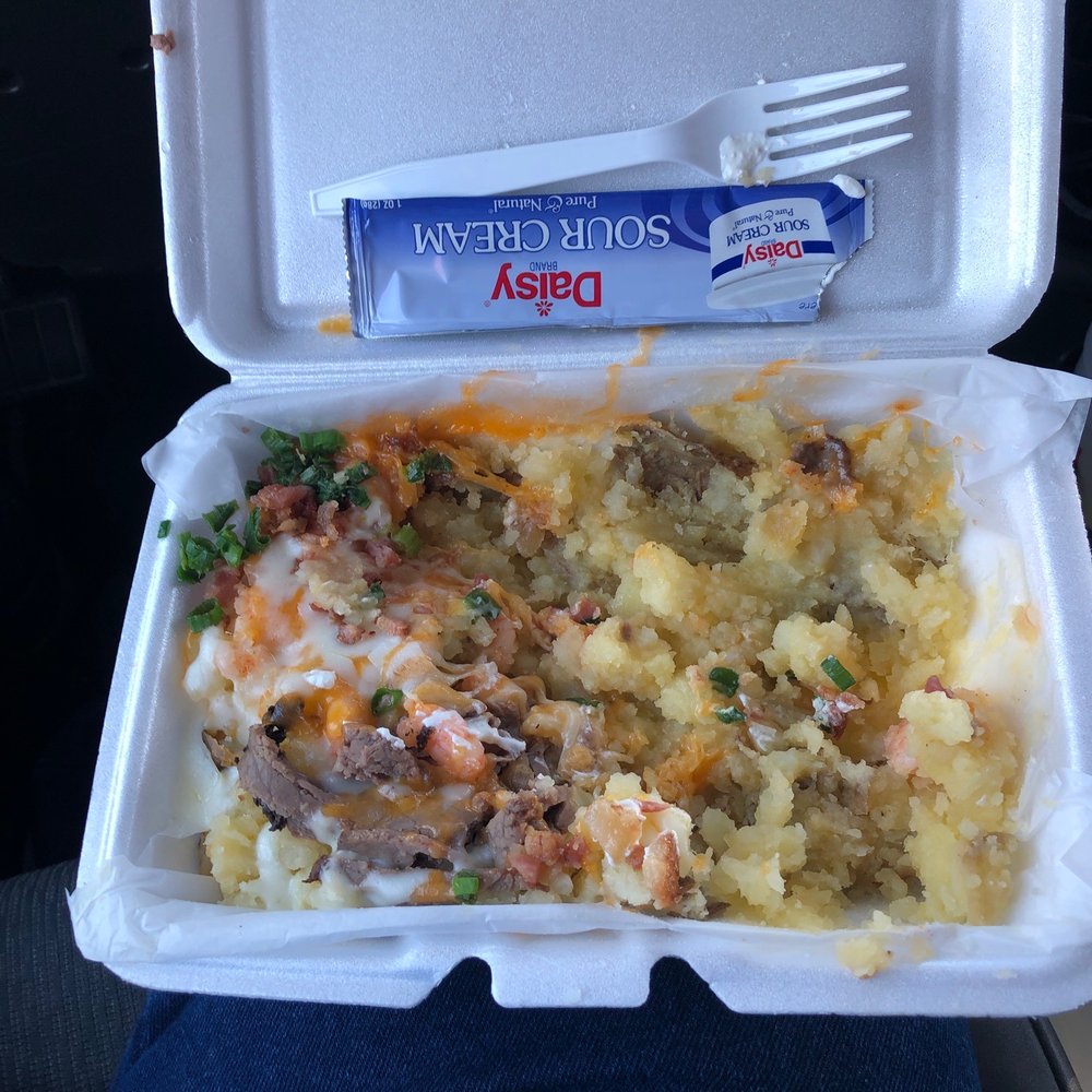 Super Taters - Steak &Shrimp Potato loaded sour cream.Good - New American Near Me - Scott, Louisiana Super Taters - Steak &Shrimp Potato loaded sour cream.Good - New American Near Me - Scott, Louisiana