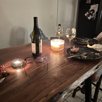 Rustic Home - Dining room table on Valentine's night - Furniture Stores Near Me - San Marcos, California