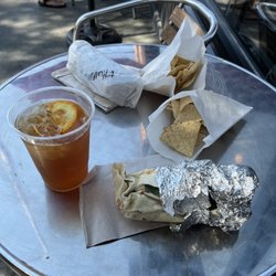 Rockets Gourmet Wraps & Sodas - Lite veggie wrap, iced tea, free chips
