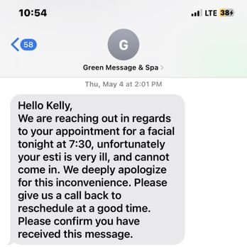 Massage Green Spa - Them canceling my appointment 1 of many! - Skin Care Near Me - Rancho Cucamonga, California Massage Green Spa - Them canceling my appointment 1 of many! - Skin Care Near Me - Rancho Cucamonga, California