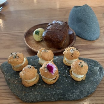 Rata - Goat cheese profiteroles & warm bread with root vegetable butter - New Zealand Near Me - Queenstown, OTA Rata - Goat cheese profiteroles & warm bread with root vegetable butter - New Zealand Near Me - Queenstown, OTA