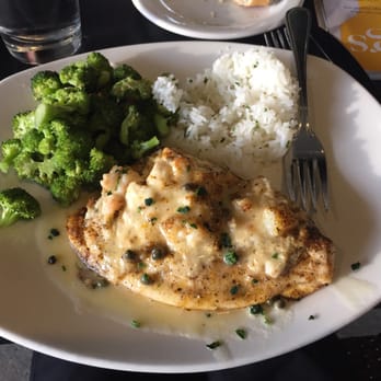 Bonefish Grill - Tilapia Imperial stuffed with crab, shrimp and scallops, with rice and broccoli - Seafood Near Me - Dublin, Ohio Bonefish Grill - Tilapia Imperial stuffed with crab, shrimp and scallops, with rice and broccoli - Seafood Near Me - Dublin, Ohio