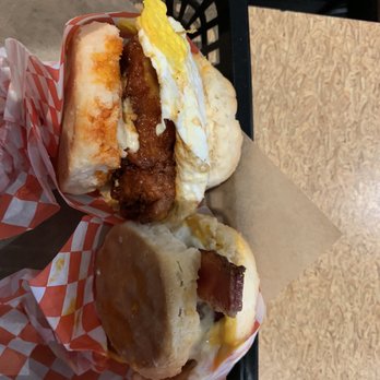 The Bird - Spicy chicken biscuit and bacon egg and cheese biscuit - Chicken Shop Near Me - San Francisco, California The Bird - Spicy chicken biscuit and bacon egg and cheese biscuit - Chicken Shop Near Me - San Francisco, California