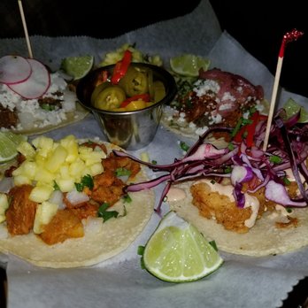 Bakersfield Mass Ave - (2) Al Pastor , Short Rib, Baja Shrimp, Cochinita Pibil and a side of house pickled jalapeños - Bars Near Me - Indianapolis, Indiana Bakersfield Mass Ave - (2) Al Pastor , Short Rib, Baja Shrimp, Cochinita Pibil and a side of house pickled jalapeños - Bars Near Me - Indianapolis, Indiana