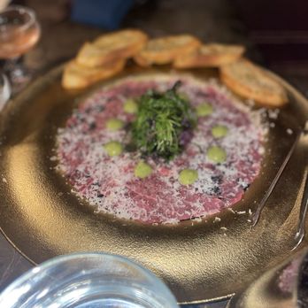 Boketto - Beef carpaccio - truffle, mint avocado crema, fried capers - 10/10 - Steakhouses Near Me - St Louis Park, Minnesota