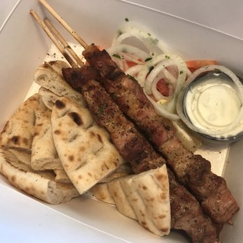 El Greco Grill - Pork Souvlaki plate, to go. Very succulent meat! - Greek Near Me - Campbell, California El Greco Grill - Pork Souvlaki plate, to go. Very succulent meat! - Greek Near Me - Campbell, California