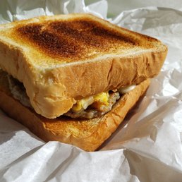 Sausage egg and cheese toast. Pretty good for being $5