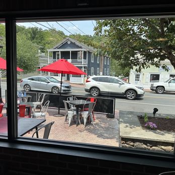 Gino's Parlor of Sandy Hook - Looking outside to patio - Pizza Near Me - Sandy Hook, Connecticut Gino's Parlor of Sandy Hook - Looking outside to patio - Pizza Near Me - Sandy Hook, Connecticut