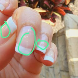 Sunshine Nails - Some parts sticking out and not smooth, others have white painted and not cleaned up properly.