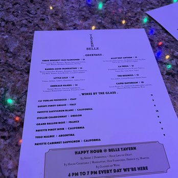 Belle Tavern - the menu for the restaurant - Wine Bars Near Me - Memphis, Tennessee