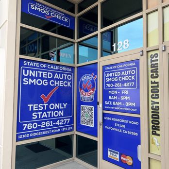 United Auto Smog Check - Smog checks for 2000s+ vehicles Friendly service * Fast turnaround * Good vibes You're always welcome here! - Smog Check Stations Near Me - Victorville, California United Auto Smog Check - Smog checks for 2000s+ vehicles Friendly service * Fast turnaround * Good vibes You're always welcome here! - Smog Check Stations Near Me - Victorville, California