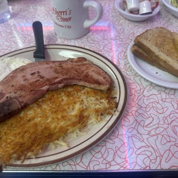 Sherri's Diner - Country Ham Steak, eggs over easy, hash browns & rye toast - Breakfast & Brunch Near Me - Oklahoma City, Oklahoma Sherri's Diner - Country Ham Steak, eggs over easy, hash browns & rye toast - Breakfast & Brunch Near Me - Oklahoma City, Oklahoma