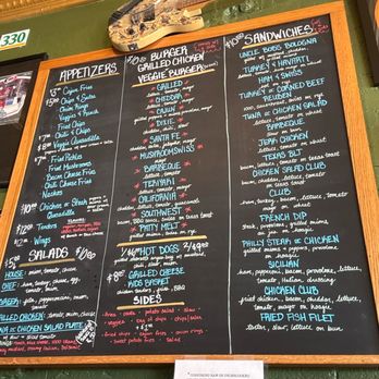 Fishers Grille - Menu posted on the wall.  Order at the counter - Pubs Near Me - Greensboro, North Carolina