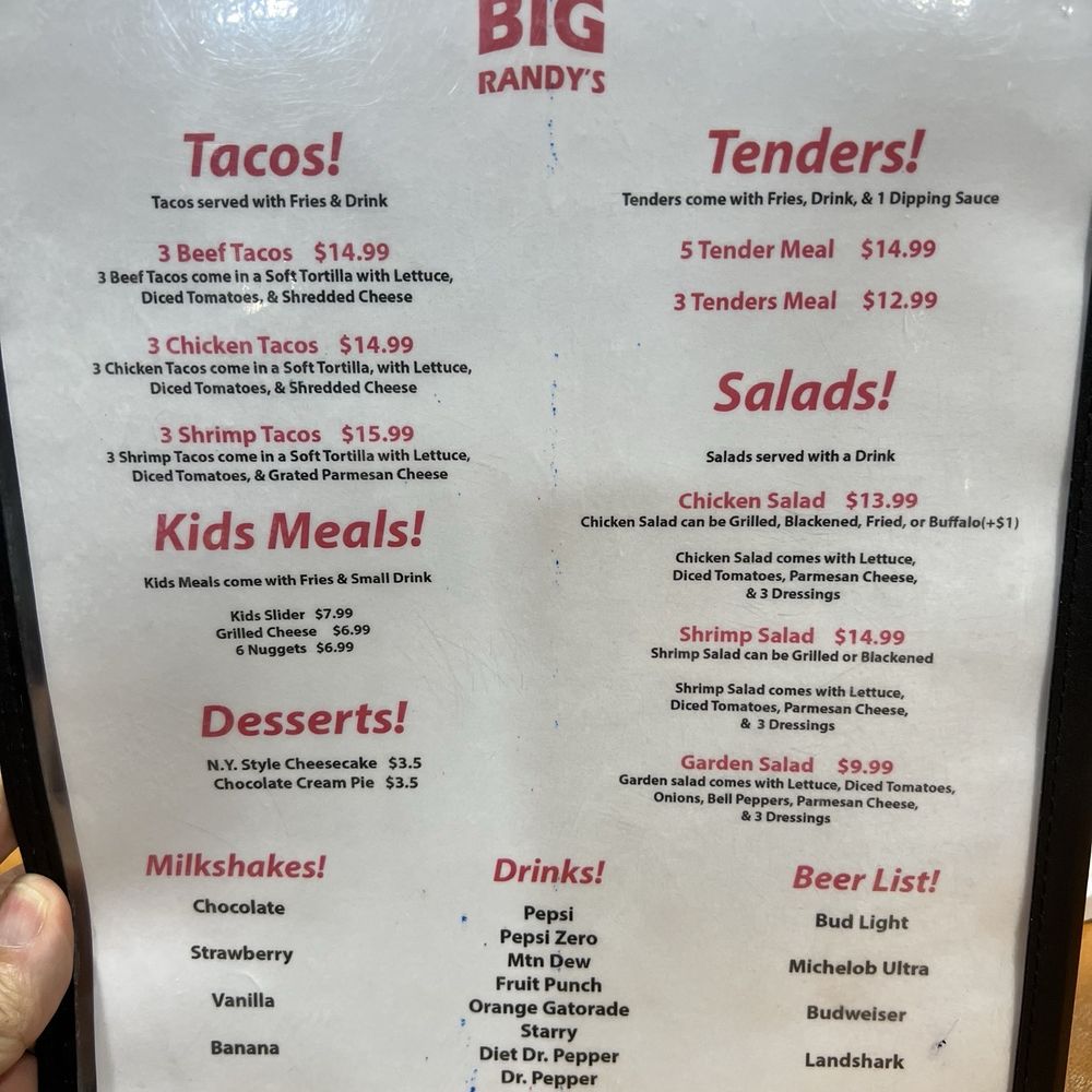 Big Randys - Menu - Chicken Wings Near Me - Tallahassee, Florida