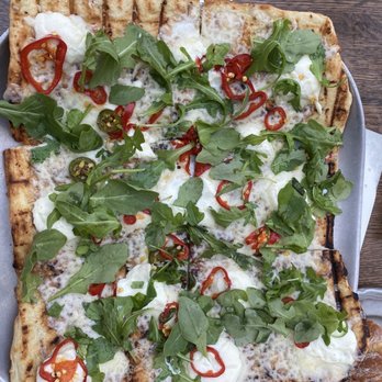 Mistral - White Cheese with hot red peppers thin crust pizza - French Near Me - Boston, Massachusetts