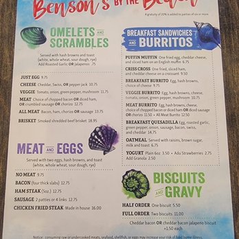 Benson's by the Beach - Menu as of 4/29/23 - Breakfast & Brunch Near Me - Long Beach, Washington