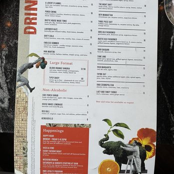 Rustic Root - Drink menu - Cocktail Bars Near Me - San Diego, California