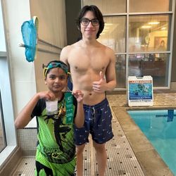 Waterworks Swim School - Happy level 10 swimmer with Edgar.