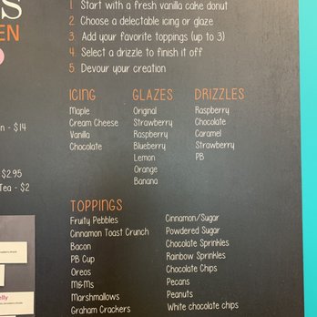 Donna's Delicious Dozen - Build your own menu. (Choose icing or glaze, up to three toppings, and a drizzle to finish!) - Donuts Near Me - Columbus, Ohio Donna's Delicious Dozen - Build your own menu. (Choose icing or glaze, up to three toppings, and a drizzle to finish!) - Donuts Near Me - Columbus, Ohio