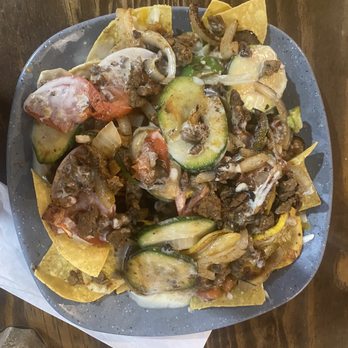 Taqueria El Rey - Nachos with beef and "all the cooked veggies that y'all have available." - Mexican Near Me - Martinez, Georgia Taqueria El Rey - Nachos with beef and "all the cooked veggies that y'all have available." - Mexican Near Me - Martinez, Georgia