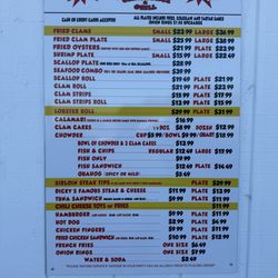 Dicky's Clam Shack Two - Rehoboth - Menu 2025