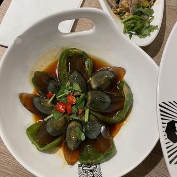 B2J Tasty Pot - Century egg with fried jalapeños, excellent presentation And fresh! - Comfort Food Near Me - Bayside, New York