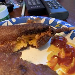 Cheese stick over fried so there's no more cheese. Cheese stick over fried so there's no more cheese.