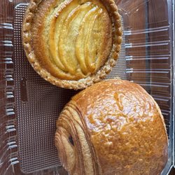 Chocolate croissant and apple tart
