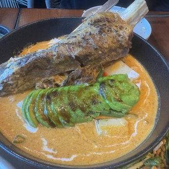 Krok - Dino Rib Panang with Avocado Brule. To die for. Meat was falling off the bone. Must try!!! - Thai Near Me - Las Vegas, Nevada Krok - Dino Rib Panang with Avocado Brule. To die for. Meat was falling off the bone. Must try!!! - Thai Near Me - Las Vegas, Nevada