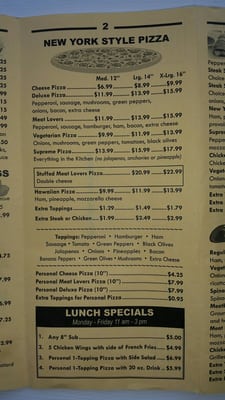 Menu photo 2 New York Pizza Kannapolis, NC Menu photo 2 New York Pizza Kannapolis, NC