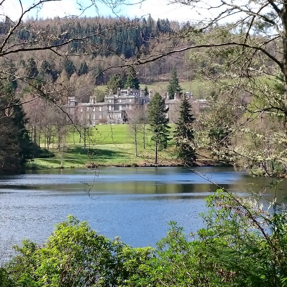 Bowhill House - View from the upper Loch towards the house - Cafes Near Me - The Scottish Borders, SCB